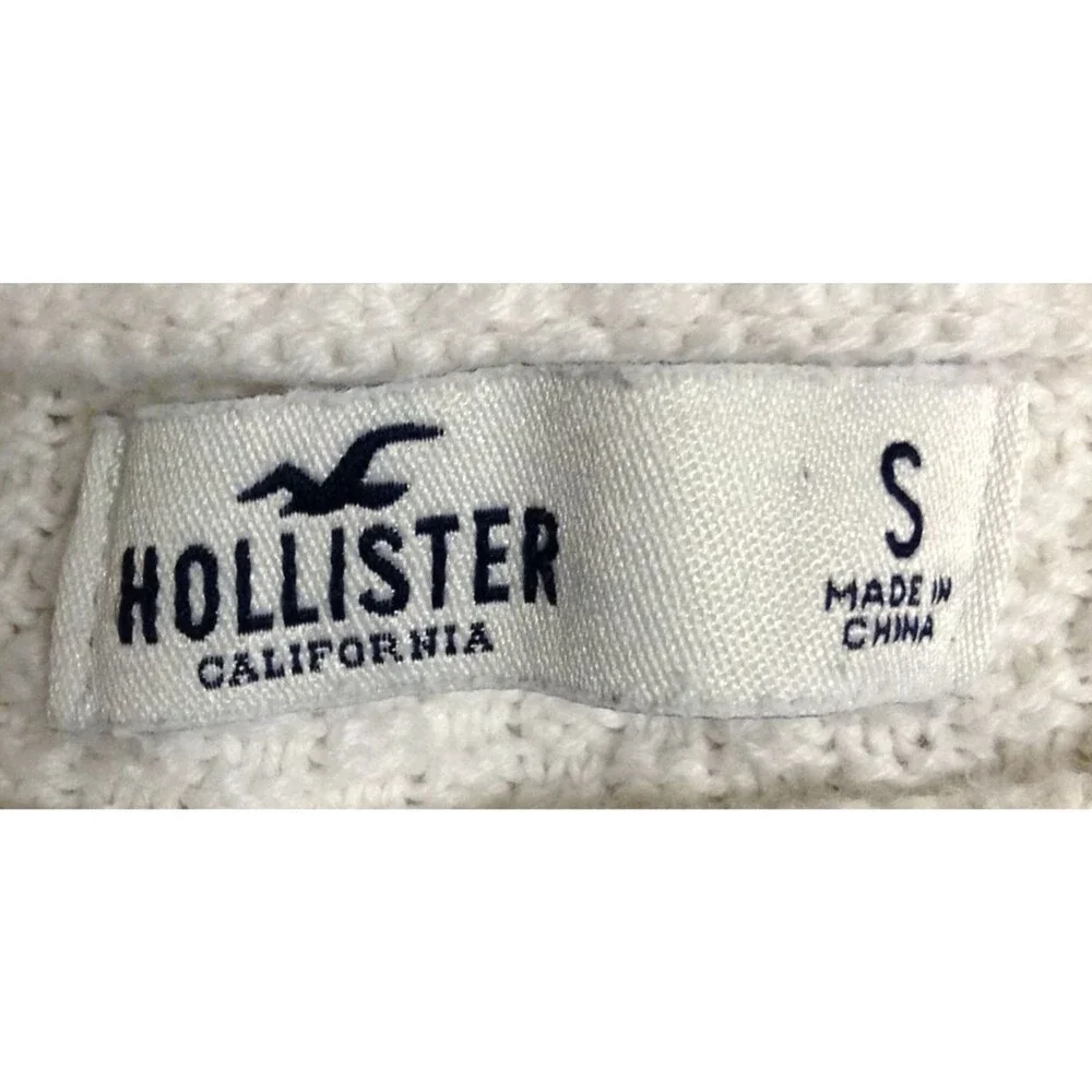 Hollister Cable Knit Sweater Wn S White Fisherman Old Money Preppy Academia Cozy